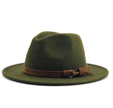 Wool Fedora Hat With Leather Ribbon