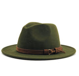 Wool Fedora Hat With Leather Ribbon