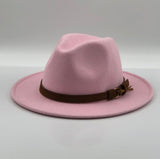 Wool Fedora Hat With Leather Ribbon