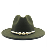 Pearls Belt Vintage Trilby Wool Hat