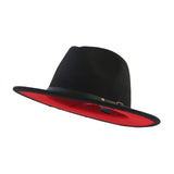 Red Black Wool Fedora Hat