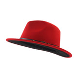 Red Black Wool Fedora Hat